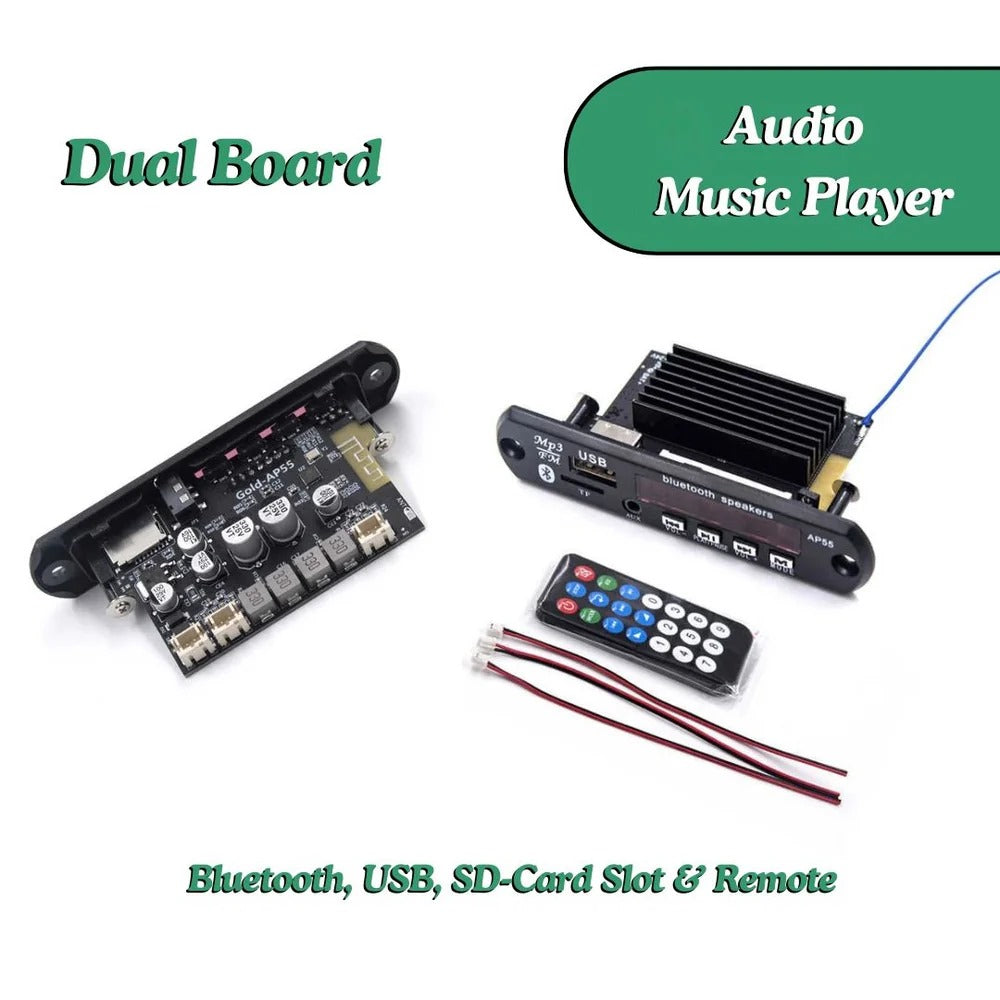 Gold-AP55 Audio Music Player: 2x50W Dual Board With Built In Bluetooth, USB, SD